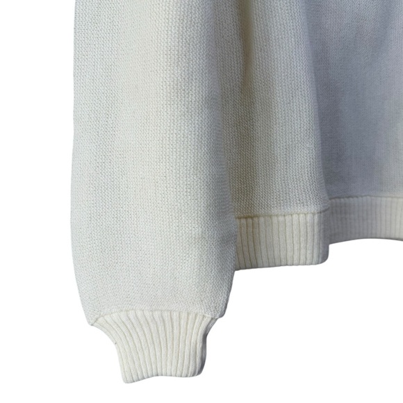 SOLD Vintage Knit Polo Sweater Size Large White Cream Wool Blend Jantzen 60s 70s - Picture 4 of 8